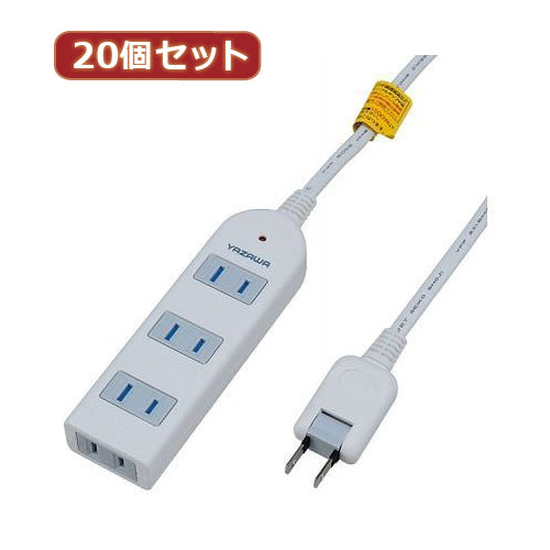 YAZAWA 20個セット 雷ガード付延長コード・タップ4個口 Y02KS403WHX20