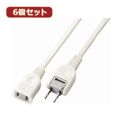 YAZAWA 6個セット耐トラ付延長コード  Y021010WHX6