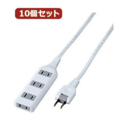 YAZAWA 10個セット耐トラ付タップ4個口  Y02S403WHX10