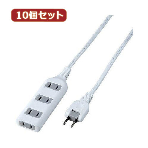 YAZAWA 10個セット耐トラ付タップ4個口  Y02S402WHX10