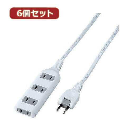 YAZAWA 6個セット耐トラ付タップ4個口  Y02S405WHX6