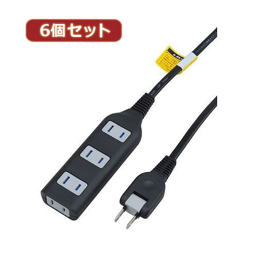 YAZAWA 6個セット耐トラ付タップ4個口  Y02S405BKX6