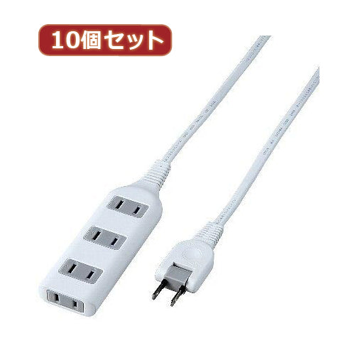 YAZAWA 10個セット耐トラ付タップ4個口  Y02S401WHX10
