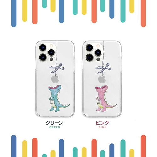 AKAN ソフトクリアケース for iPhone 13 mini はらぺこザウルス グリーン AK20950i13MN