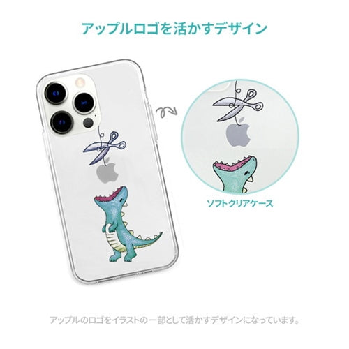 AKAN ソフトクリアケース for iPhone 13 mini はらぺこザウルス ピンク AK20951i13MN