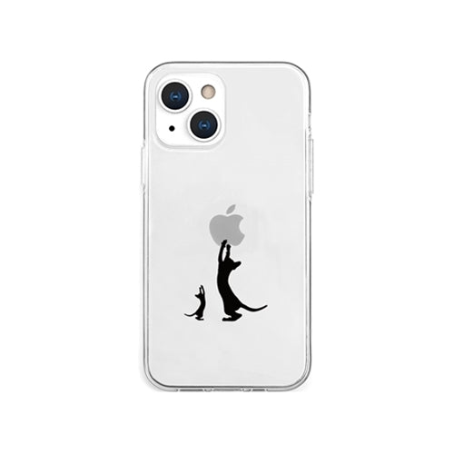 AKAN ソフトクリアケース for iPhone 13 mini 親子キャット AK20963i13MN