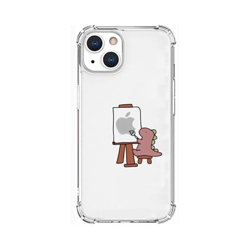 AKAN ソフトタフケース for iPhone 13 おしごとザウルス―画家 ピンク AK20972i13