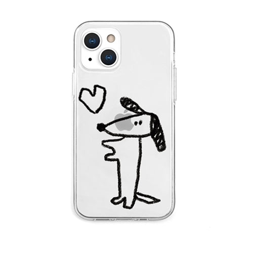 AKAN ソフトクリアケース for iPhone 13 イヌハート AK20989i13