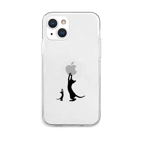 AKAN ソフトクリアケース for iPhone 13 親子キャット AK20990i13