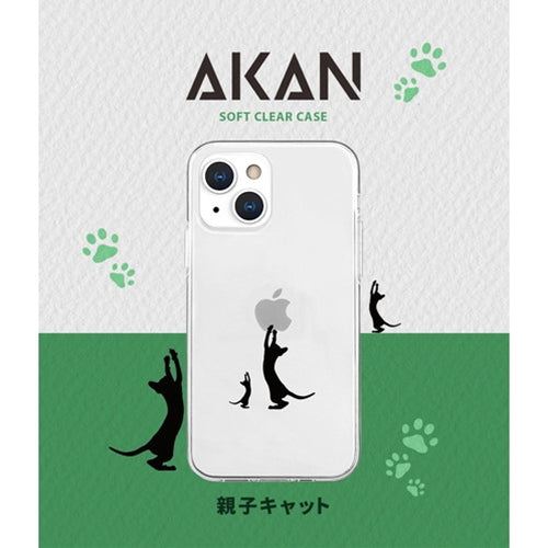 AKAN ソフトクリアケース for iPhone 13 親子キャット AK20990i13