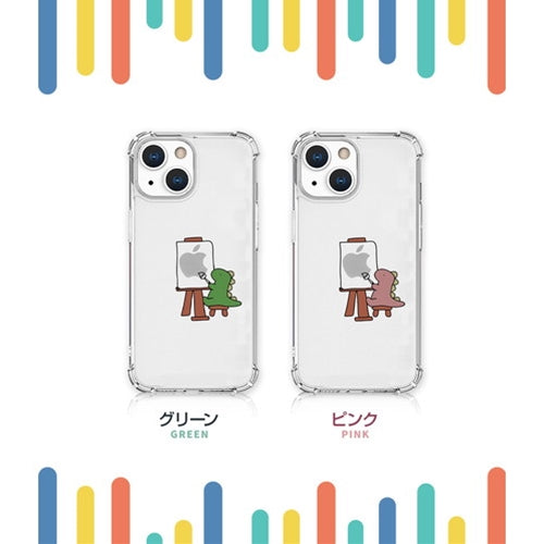 AKAN ソフトタフケース for iPhone 13 Pro おしごとザウルス―画家 グリーン AK20998i13P