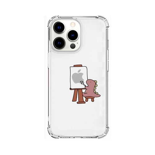 AKAN ソフトタフケース for iPhone 13 Pro おしごとザウルス―画家 ピンク AK20999i13P