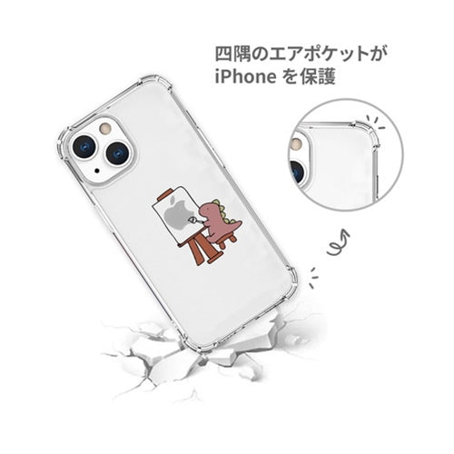 AKAN ソフトタフケース for iPhone 13 Pro おしごとザウルス―画家 ピンク AK20999i13P