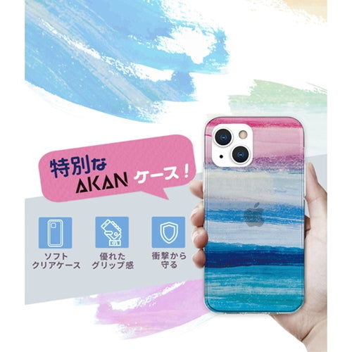 AKAN ソフトクリアケース for iPhone 13 Pro 海の波 ブルー AK21013i13P