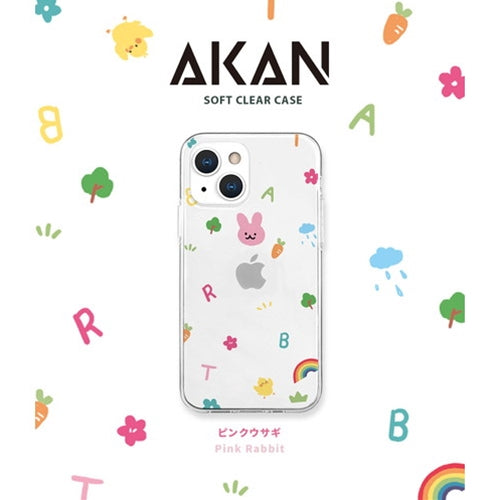 AKAN ソフトクリアケース for iPhone 13 Pro ピンクウサギ  AK21022i13P