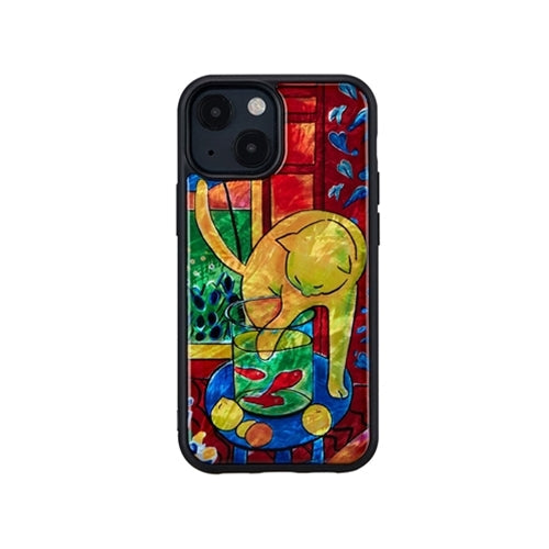 ikins 天然貝ケース for iPhone 13 mini 魚と猫 I21035i13MN
