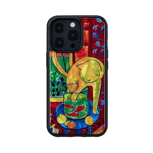 ikins 天然貝ケース for iPhone 13 Pro 魚と猫 I21069i13P