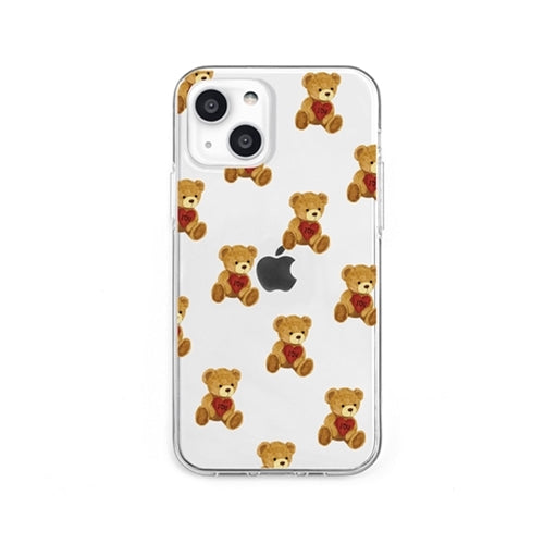dparks ソフトクリアケース for iPhone 13 mini ハートテディ DS21114i13MN