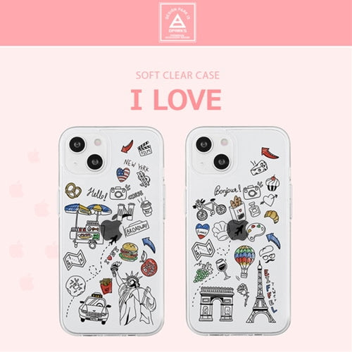dparks ソフトクリアケース for iPhone 13 I LOVE PARIS DS21153i13