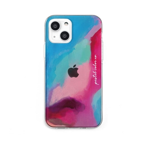 dparks ソフトクリアケース for iPhone 13 Pastel color PINKBLUE DS21166i13