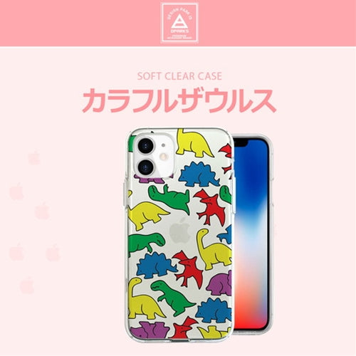 dparks ソフトクリアケース for iPhone 13 Pro カラフルザウルス DS21206i13P