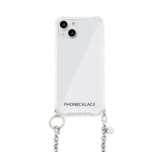 PHONECKLACE チェーンショルダーストラップ付きクリアケース for iPhone 13 mini シルバー PN21584i13MNSV