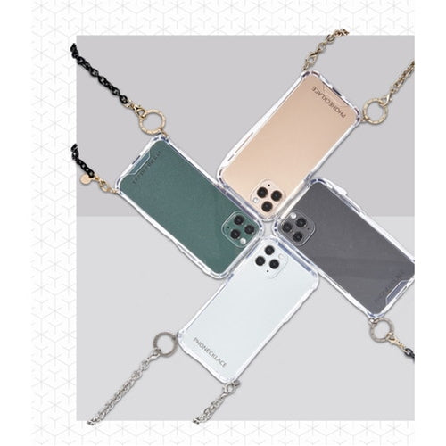 PHONECKLACE チェーンショルダーストラップ付きクリアケース for iPhone 13 mini ゴールド  PN21585i13MNGD