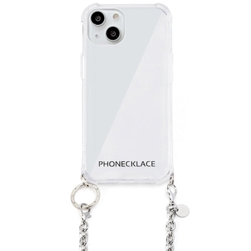 PHONECKLACE チェーンショルダーストラップ付きクリアケース for iPhone 13 シルバー PN21589i13SV