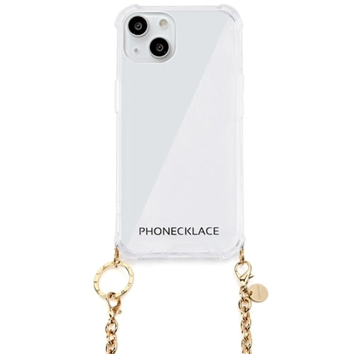 PHONECKLACE チェーンショルダーストラップ付きクリアケース for iPhone 13 ゴールド  PN21590i13GD