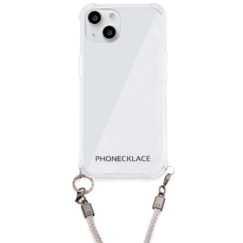 PHONECKLACE ロープショルダーストラップ付きクリアケース for iPhone 13 グレー PN21591i13GR