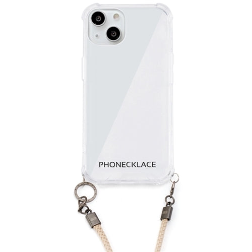 PHONECKLACE ロープショルダーストラップ付きクリアケース for iPhone 13 ベージュ PN21592i13BG