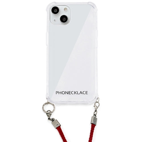 PHONECKLACE ロープショルダーストラップ付きクリアケース for iPhone 13 ダークレッド PN21593i13RD