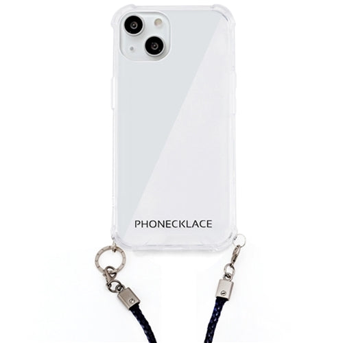PHONECKLACE ロープショルダーストラップ付きクリアケース for iPhone 13 ネイビー PN21594i13NV