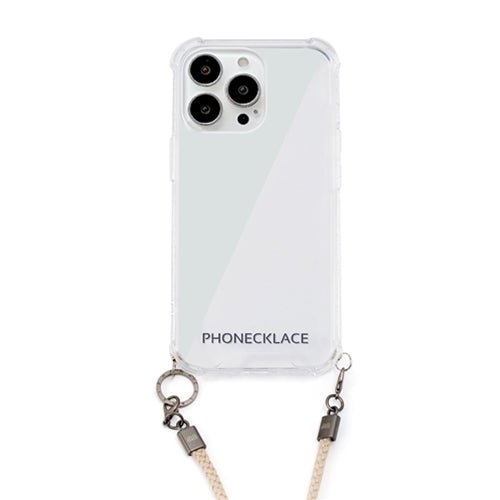 PHONECKLACE ロープショルダーストラップ付きクリアケース for iPhone 13 Pro ベージュ PN21604i13PBG