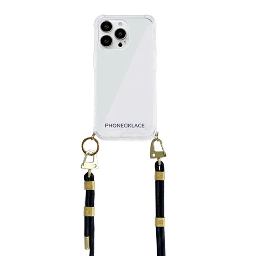 PHONECKLACE クロスボディストラップ付きクリアケース for iPhone 13 Pro Black PN21609i13PBK