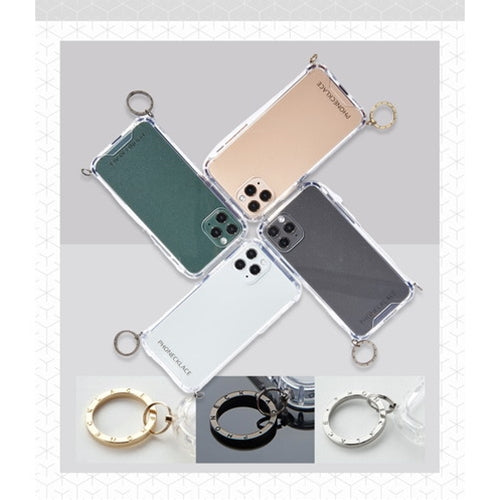 PHONECKLACE ストラップ用リング付きクリアケース for iPhone 13 Pro シルバーチャーム PN21610i13PSV