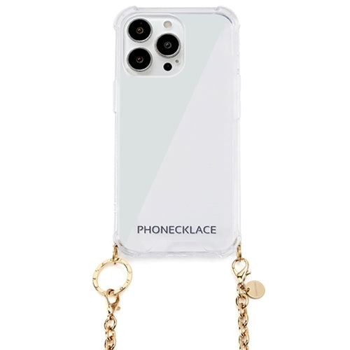 PHONECKLACE チェーンショルダーストラップ付きクリアケース for iPhone 13 Pro Max ゴールド  PN21614i13PMGD
