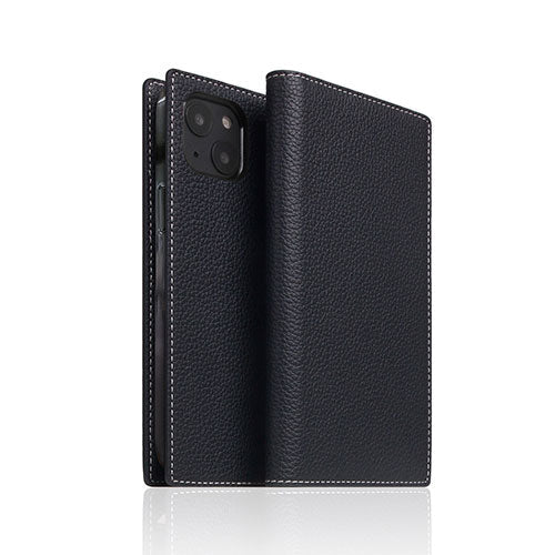 SLG Design Full Grain Leather Case for iPhone 13 手帳型ケース ブラックブルー SD22112i13BB