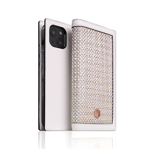 SLG Design Edition Calf Skin Leather Diary for iPhone 13 手帳型ケース ホワイト SD22113i13WH