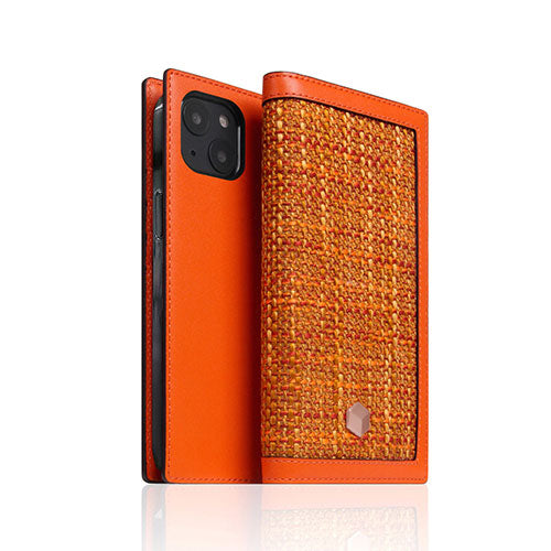 SLG Design Edition Calf Skin Leather Diary for iPhone 13 手帳型ケース オレンジ SD22114i13OR