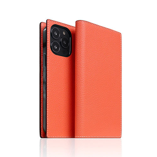 SLG Design Neon Full Grain Leather Diary Case for iPhone 13 Pro 手帳型ケース コーラル SD22121i13PCR