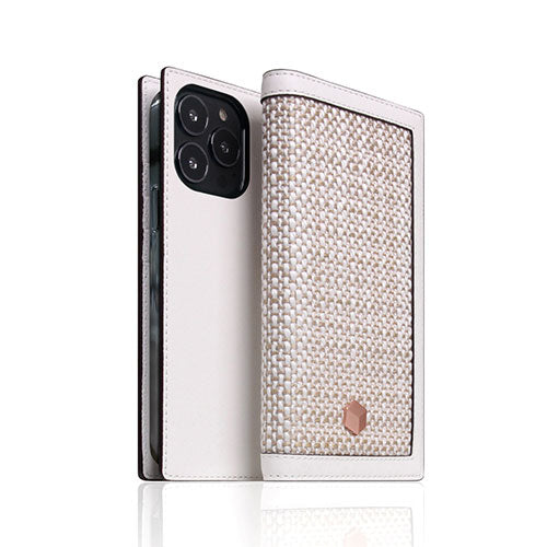 SLG Design Edition Calf Skin Leather Diary for iPhone 13 Pro 手帳型ケース ホワイト SD22130i13PWH