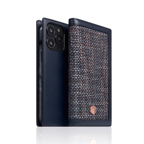 SLG Design Edition Calf Skin Leather Diary for iPhone 13 Pro 手帳型ケース ネイビー SD22133i13PNV
