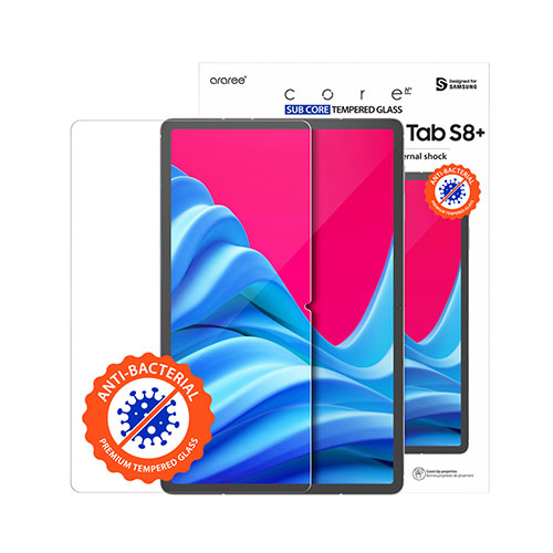 araree Galaxy Tab S8+ 抗菌強化ガラスフィルム SUB CORE クリア AR23045GTS8