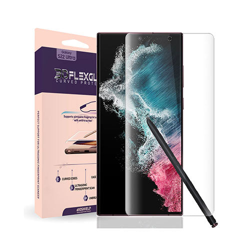 BIOSHIELD Galaxy S22 Ultra 3D FLEX GLASS フルカバー全面保護フィルム(フィルム貼りサポーター付き) BS23133S22U