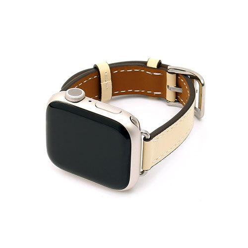 WEARPLANET Slim Line クラシック本革バンド for Apple Watch 45/44/42mm レースホワイト WP23142AW