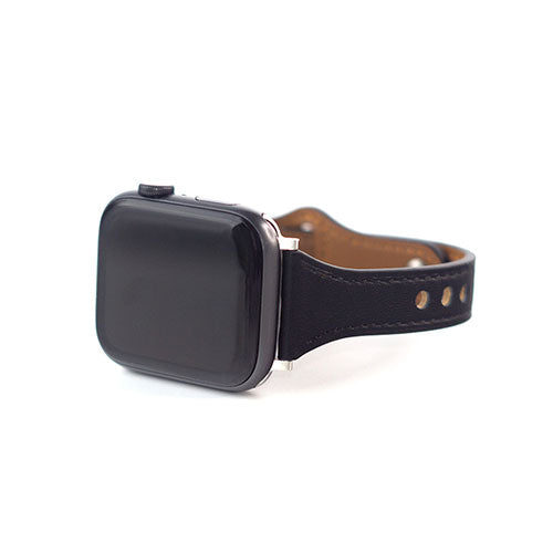 WEARPLANET Slim Line フラット本革バンド for Apple Watch 41/40/38mm Deep Black WP23212AWBK