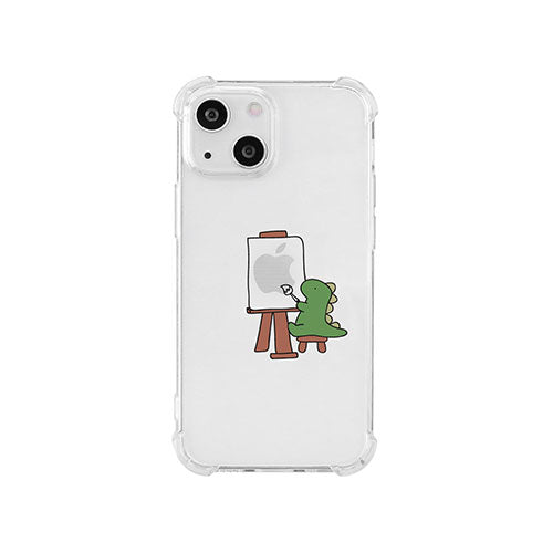 AKAN ソフトタフケース for iPhone 14 おしごとザウルス―画家 グリーン 背面カバー型 AK23493i14