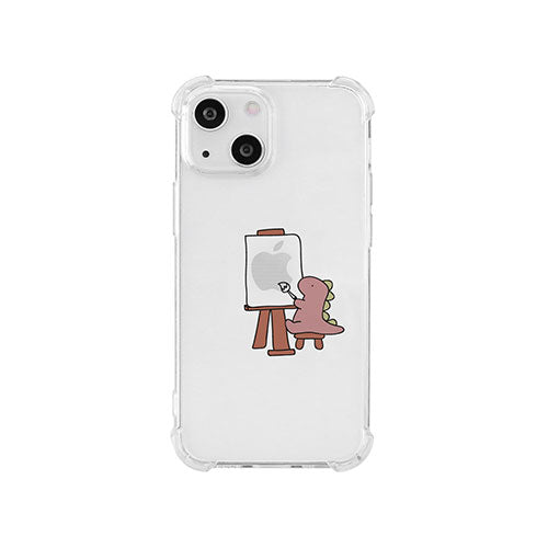 AKAN ソフトタフケース for iPhone 14 おしごとザウルス―画家 ピンク 背面カバー型 AK23494i14