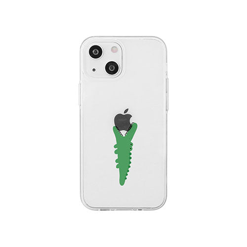 AKAN ソフトクリアケース for iPhone 14 モグモグ ワニ 背面カバー型 AK23503i14